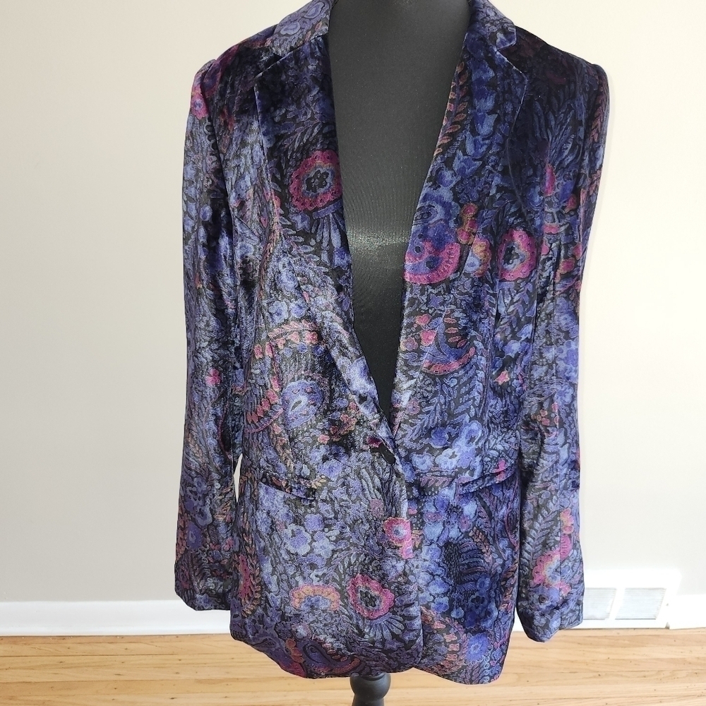 LOFT Velvet Purple paisley Blazer - Picture 4 of 6